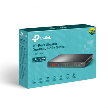 TP-LINK 10-Port Gigabit Easy Smart Switch with 8-Port PoE+ TL-SG1210MP Unmanaged, Desktop, Power supply type External, Ethernet 