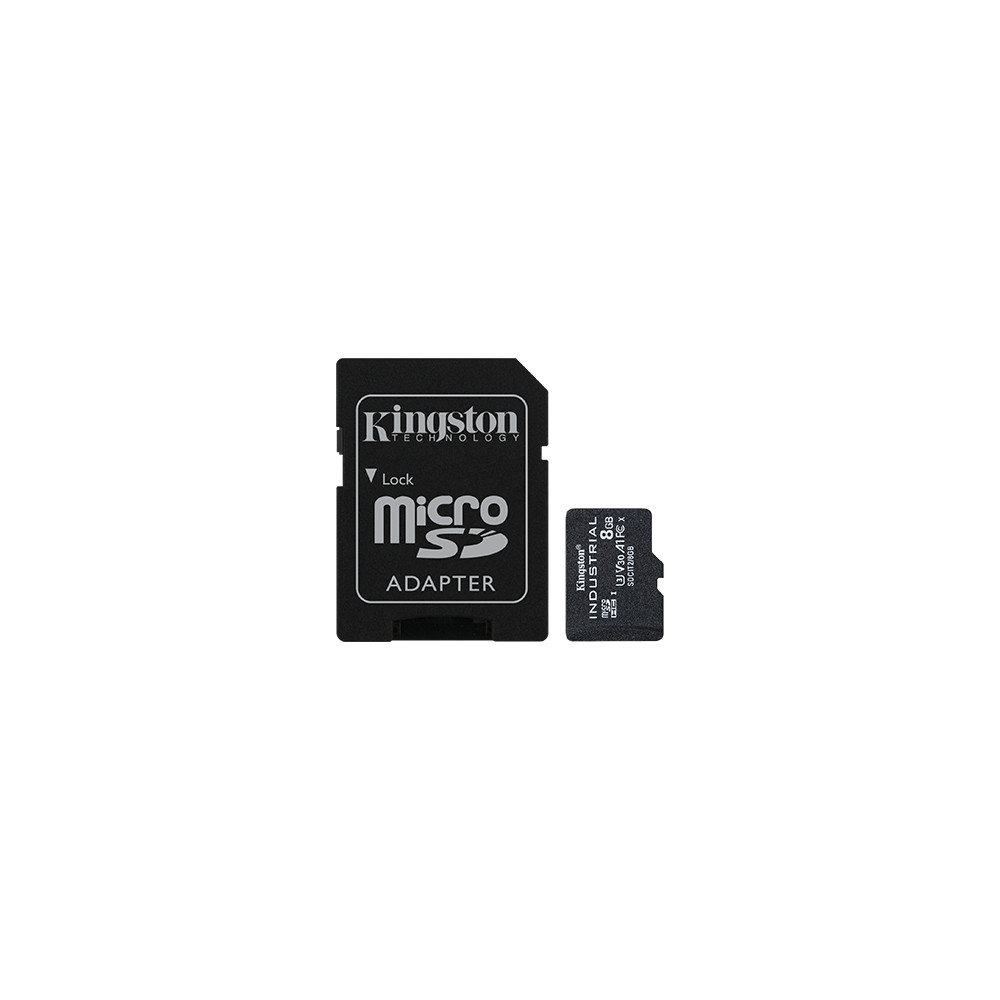 Kingston UHS-I 8 GB, microSDHC/SDXC Industrial Card, Flash memory class Class 10, UHS-I, U3, V30, A1, SD Adapter