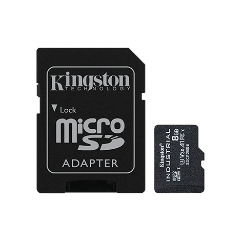 Kingston UHS-I 8 GB, microSDHC/SDXC Industrial Card, Flash memory class Class 10, UHS-I, U3, V30, A1, SD Adapter