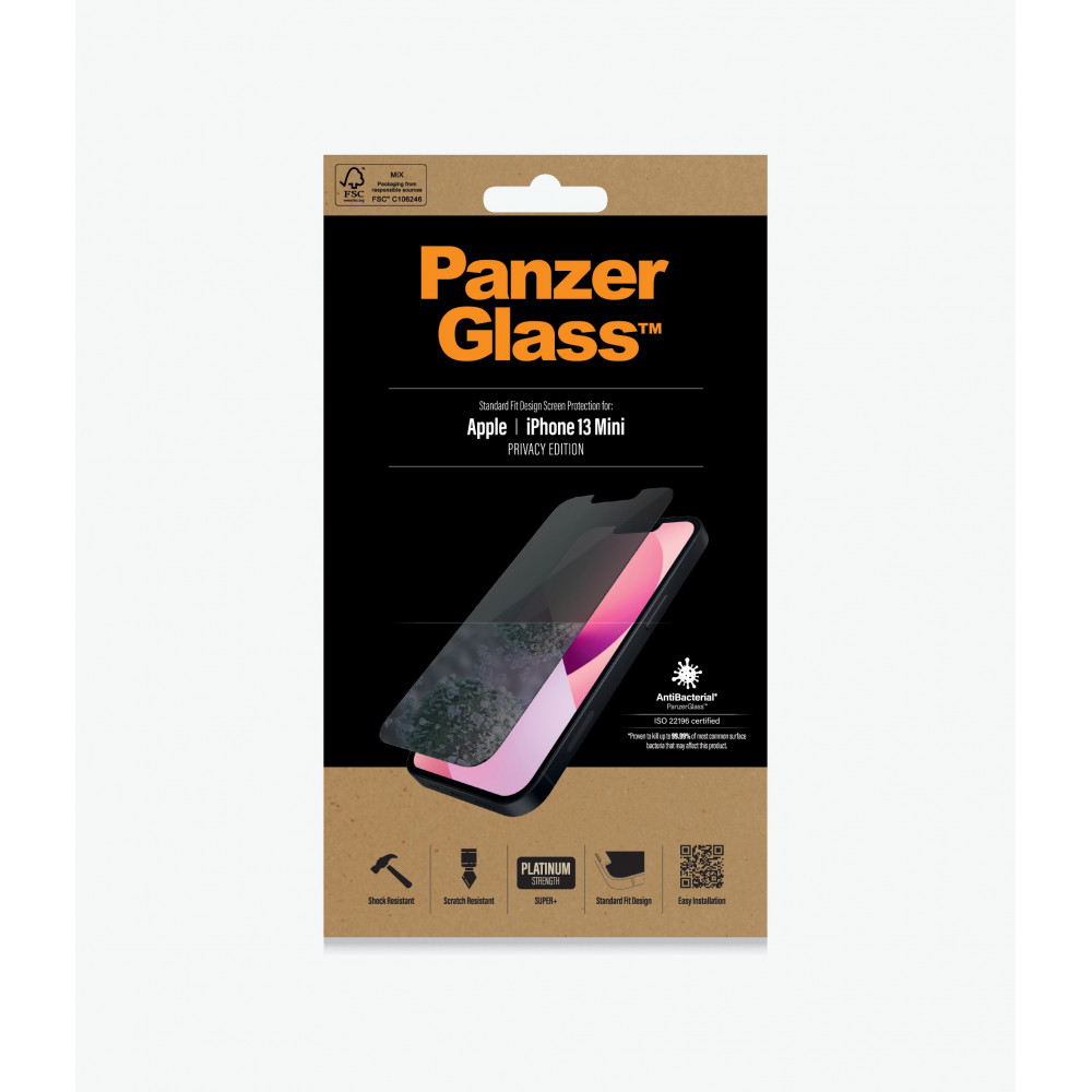 PanzerGlass Apple, iPhone 13 Mini, Tempered glass, Black, Privacy Screen Protector