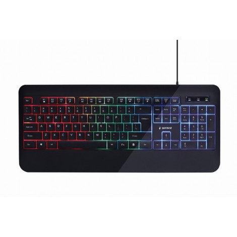 Gembird Slim "Rainbow" backlight multimedia keyboard KB-UML-03 USB Keyboard, Wired, US, Black