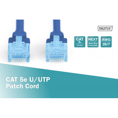 Digitus Patch cord CAT 5e U-UTP, PVC AWG 26/7, 1 m