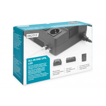 Digitus All-in-One UPS, 600VA/360W, LED 12V/7Ah x1, 4x CEE 7/7,3x IEC C13, USB, RJ45