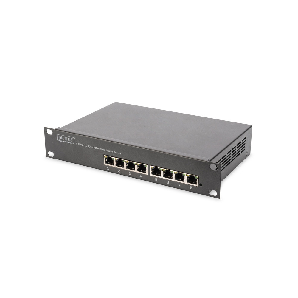 Digitus 8-port Gigabit Ethernet Switch DN-80114 10/100/1000 Mbps (RJ-45), Unmanaged, Rack mountable, Power supply type Internal,