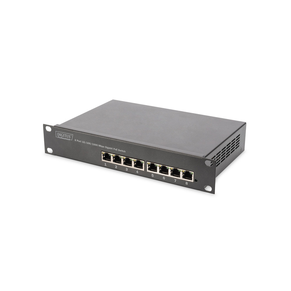 Digitus 8-port Gigabit Ethernet PoE switch DN-95317 10/100/1000 Mbps (RJ-45), Unmanaged, Rack mountable, Power supply type Inter