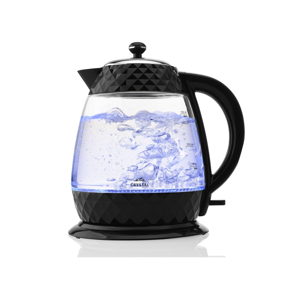 ETA Crystal Kettle ETA315490000 Electric, 2200 W, 1.7 L, Glass, 360 rotational base, Glass/Black