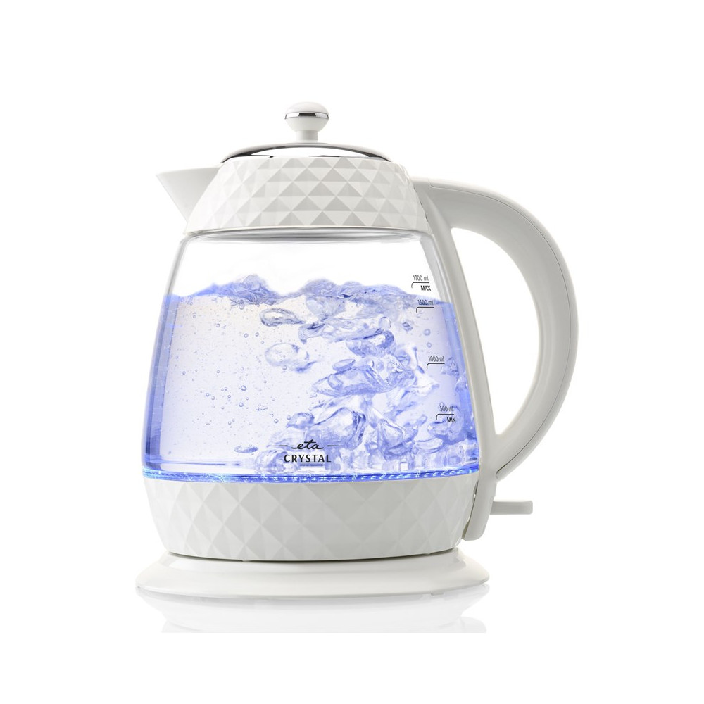 ETA Crystal Kettle ETA315490010 Electric, 2200 W, 1.7 L, Glass, 360 rotational base, Glass/White