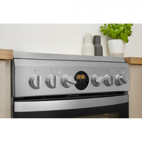 INDESIT Cooker IS5V8CHX/E Hob type Vitroceramic, Oven type Electric, Stainless steel, Width 50 cm, Grilling, Electronic, 57 L, D