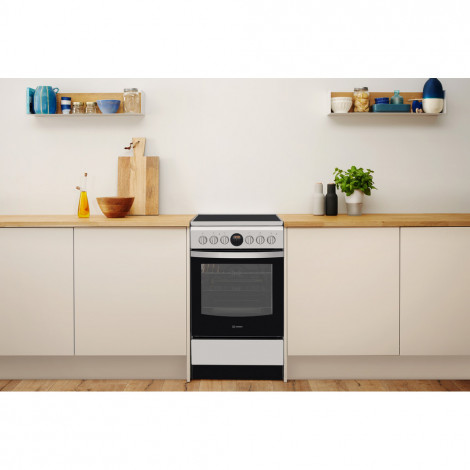 INDESIT Cooker IS5V8CHX/E Hob type Vitroceramic, Oven type Electric, Stainless steel, Width 50 cm, Grilling, Electronic, 57 L, D