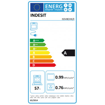 INDESIT Cooker IS5V8CHX/E Hob type Vitroceramic, Oven type Electric, Stainless steel, Width 50 cm, Grilling, Electronic, 57 L, D