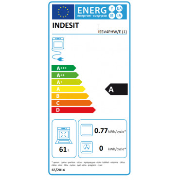 INDESIT Cooker IS5V4PHW/E Hob type Vitroceramic, Oven type Electric, White, Width 50 cm, Grilling, 61 L, Depth 60 cm