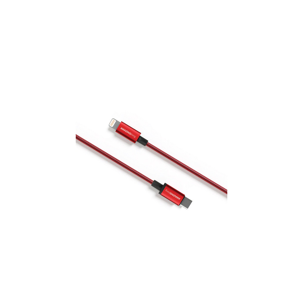 Premium MFI sertifikuotas kabelis Type C - Lightning (raudonas 1m)