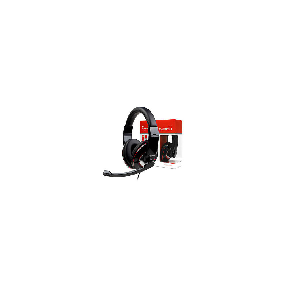 Gembird MHS-U-001 USB headphones USB, Glossy black, Built-in microphone