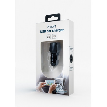 Gembird 2-port USB car charger TA-U2C48A-CAR-01 Black