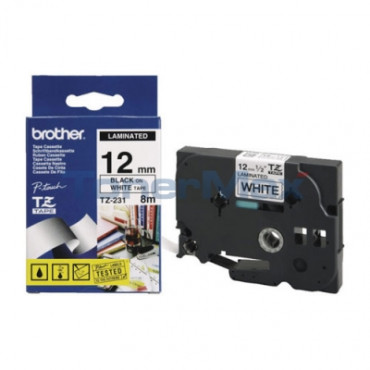 Brother TZ-231 Laminated Tape Black on White, TZe, 8 m, 1.2 cm