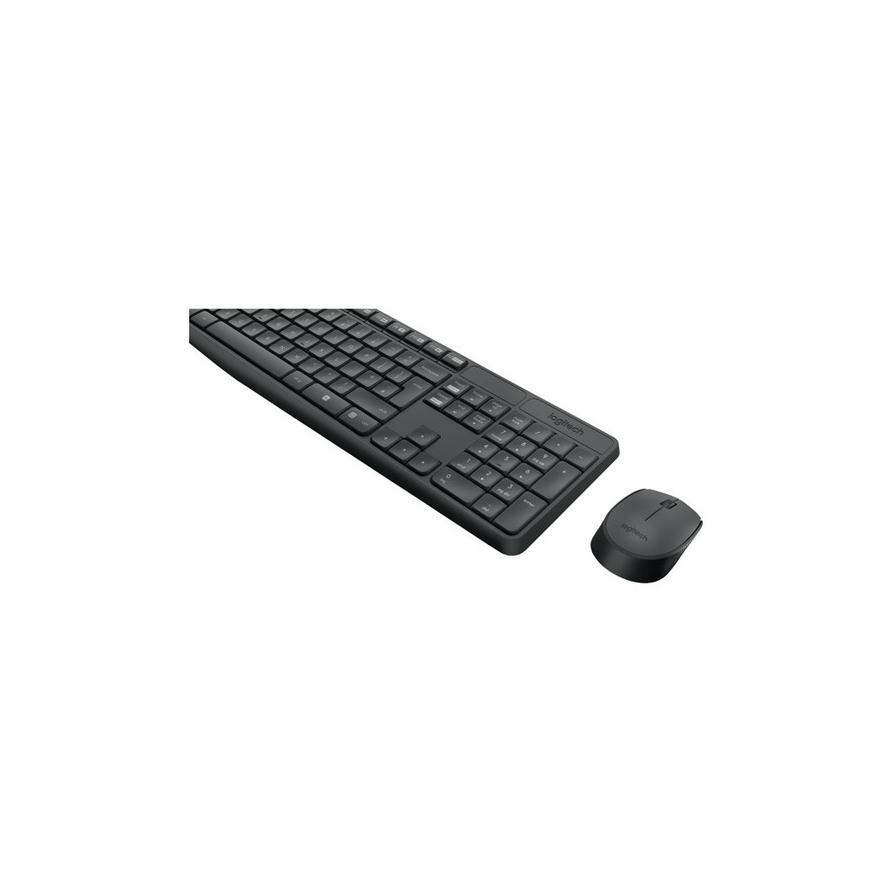 Logitech MK235 Wireless Keyboard and mouse pack, Wireless, Mouse included, Batteries included, Black, US International, 475 g