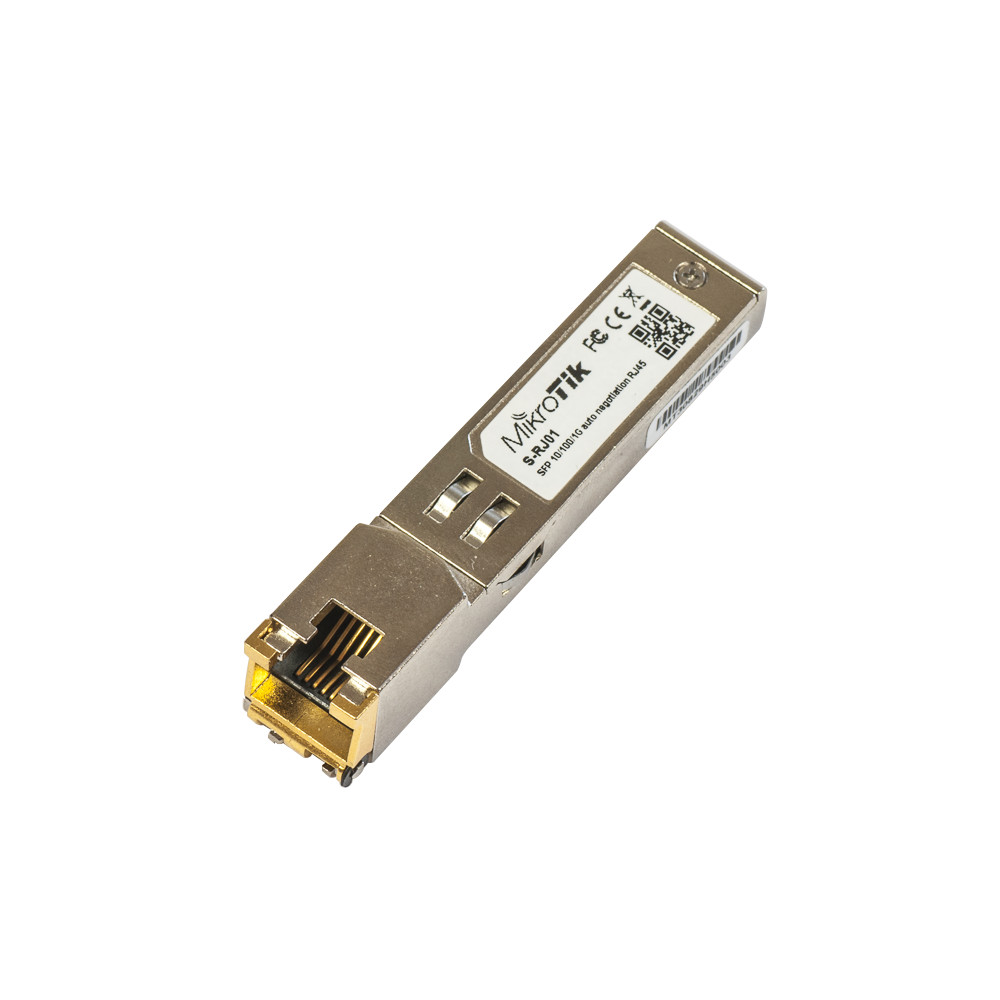 MikroTik S-RJ01 SFP, Copper, RJ-45, 10/100/1000 Mbit/s, Maximum transfer distance 100 m, 0 to +85C